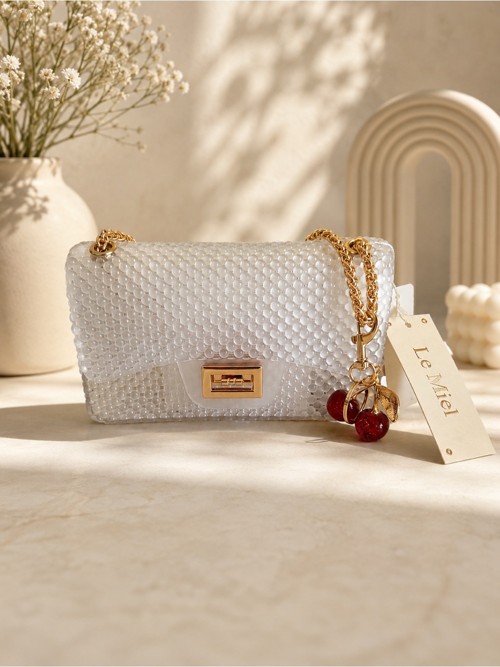 Clear shoulder/ crossbody bag brand new comes with a cherry charm 8 x 4.5